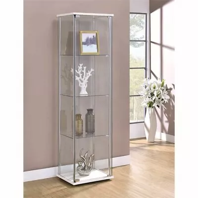 Coaster Bellatrix Rectangular 4-shelf Glass Curio Cabinet White And Clear • $151.06