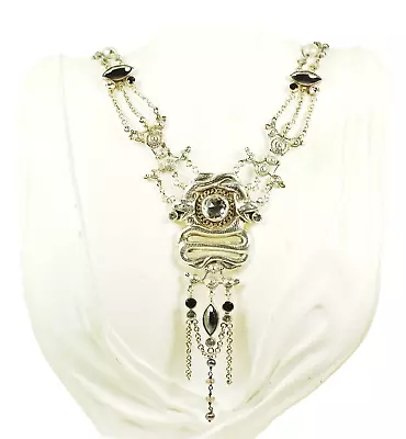 MARS & VALENTINE/ The DREAMER Sterling Pearls & Hematite Snake Pendant Necklace • $350
