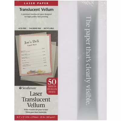 Strathmore 598540  Laser Translucent Vellum 8.5 X11 -50 Sheets • $25.15