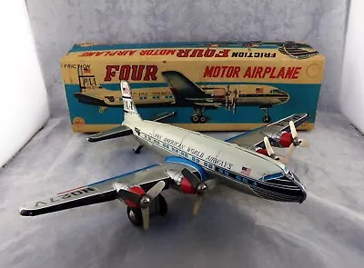 Vintage 1950s LineMar Toys Tin FRICTION American Airlines Tin Airplane & Box • $375