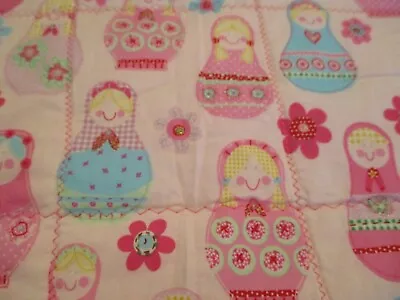 Handmade Sm Quilt Blanket Pink Aqua Russian Nesting Doll Matryoshka 34 X 42 EUC • $17.56