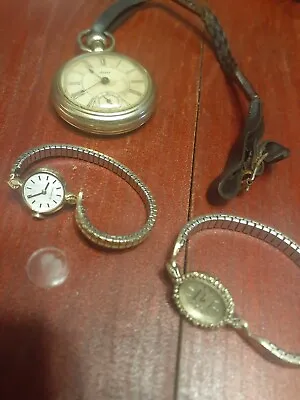 $39.99 • Buy Lot Of Vintage Pocket Watch & Wrist Watches Gruen,Caravelle, Sears
