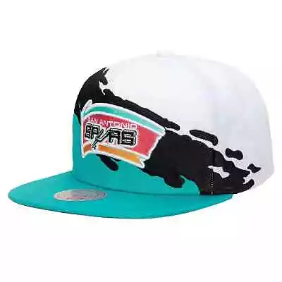 Mitchell & Ness White/Teal/Black NBA San Antonio Spurs Paintbrush HWC Snapback • $37.75