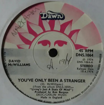 David McWilliams - You've Only Been A Stranger (7  Single Promo) • £12.49