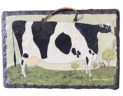 Karen Wimble Slate Farmhouse Cow Hanging Patio Porch Terrace Garden 12”W Signed • $40