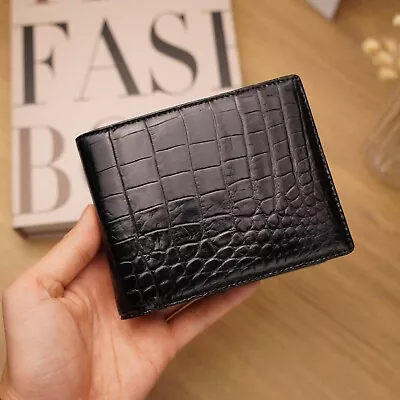 Wallet Men Genuine Alligator Skin Leather Black Classic Bifold Card RFID Block • $48.99