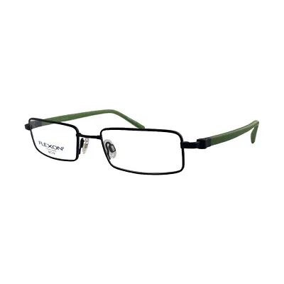 Flexon By Marchon Satin Black / Green Rectangle Eyeglasses Frame 52mm 19mm 140mm • $55