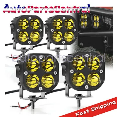 4Pcs 3'' Inch LED Light Cube Pods Amber Off Road Driving Spot Work Light Bar Fog • $36.10