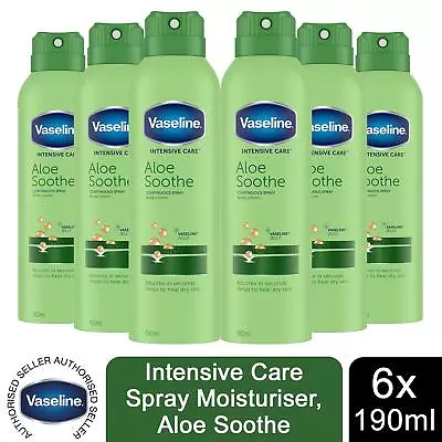 Vaseline Intensive Care Spray Moisturizer Aloe Soothe 6 Pack 190ml • £26.49