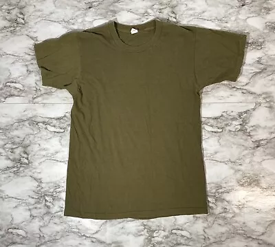 Vintage Blank Plain T Shirt Mens Medium Olive Green 70s 80s Fruit Of The Loom • $19.99