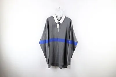 NOS Vtg 90s Streetwear Mens Large Color Block Half Zip Long Sleeve Rugby Polo • $44.95