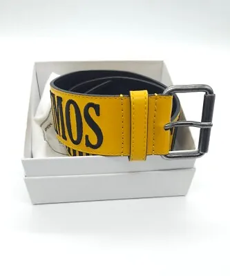 MOSCHINO MMXIX Embroidered Leather Belt Yellow Size 38 ML050 • $100