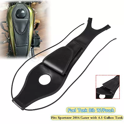 Motorcycle Black PU Leather Fuel Tank Bib W/Pouch For Harley Sportster 883 1200 • $28.98