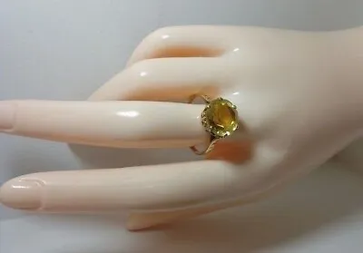 9 Ct Gold With Lovely Citrine Yellow Stone Ring - Size U 1/2 • $367.81