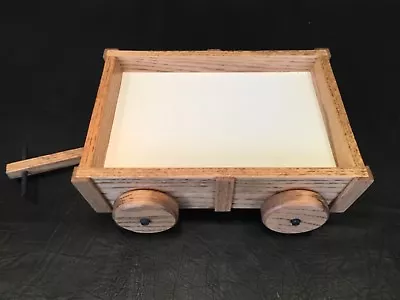 Appetizer Wagon Tray Vintage Western Motif Solid Oak With Rolling Wheels NEW • $17.99