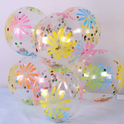 10PCS 12  Daisy Flower Sequins Balloons Birthday Wedding Party Baby Shower Decor • £3.89