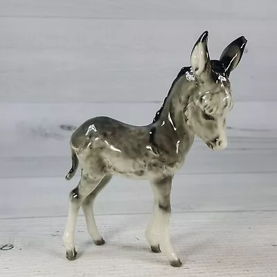 Vintage Porcelain 5  Gray Black Donkey Figurine Stamped Germany 12 • $29.99