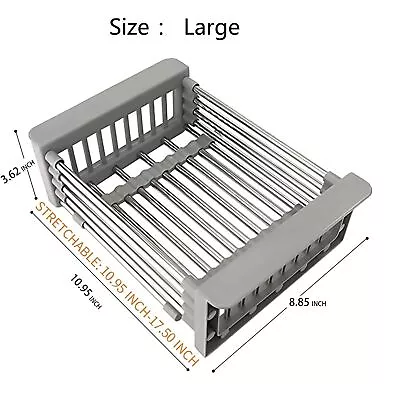 Kitchen Expandable Stainless Steel Dish Rack Adjustable Dish Drying Rack Sink US • $14.89