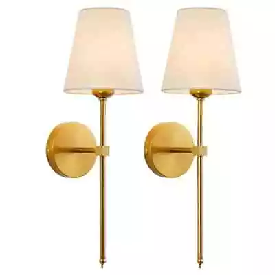 2pcs Wall Sconces Retro Industrial Wall Lamps White Fabric Shade • £58.99