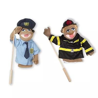 Melissa & Doug Rescue Puppet Set - Police Officer And Firefighter - Soft Plush • $29.99