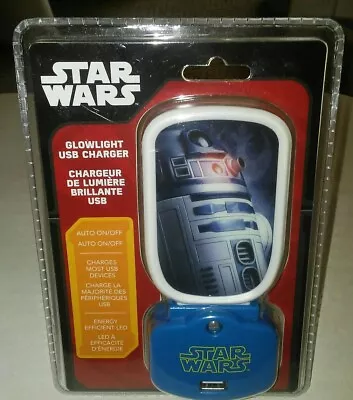 Disney Star Wars Boy's Room R2D2 Nightlight W/USB Charger Glowlight Auto On/Off • $20.57