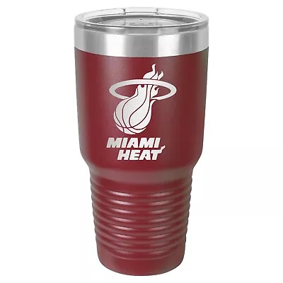 Miami Heat 30 Oz Stainless Insulated Laser Engraved Tumbler Cup Pop Gift • $28