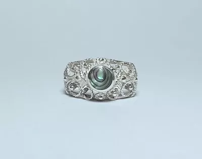 925 Sterling Silver Abalone ( Shell ) Ring Size 675  • $30