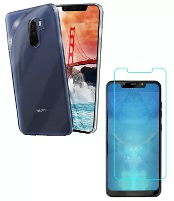 $7.65 • Buy For XIAOMI POCOPHONE F1 CLEAR CASE + TEMPERED GLASS SCREEN PROTECTOR SHOCKPROOF