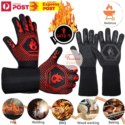 BBQ Gloves Oven Grill  800°C Heat Non-Slip Fireproof Resistant Silicone Kitchen • $14.16