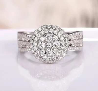 Women New 925 Sterling Silver Plated Micro Pave Zirconia  Ring Size 67 Myco Fab • $10