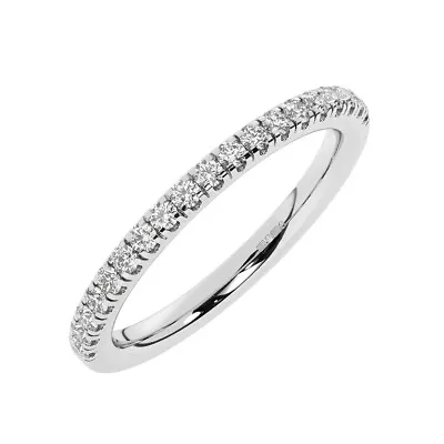 9K White Gold 2.00 MM 100% Natural Round Cut Diamond Half Eternity Ring • £328.64