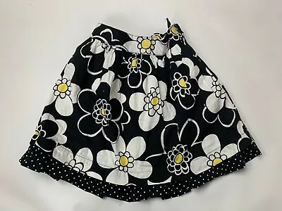Gymboree Cute As Can Bee Black White Yellow Floral Polka Dot Skirt 5 RARE HTF • $14.36