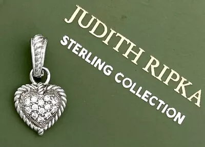 JUDITH RIPKA Sterling Silver Pave DIAMONIQUE HEART Enhancer Pendant~NEW! • $59