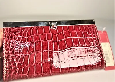 Merona Womens Clutch Wallet Inside Zip Pockets Dark Burgundy Textured 7.5 X 4.5  • $12.99