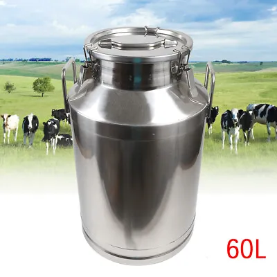 60L Stainless Steel Milk Can Barrel Fermenter Home Brew Wine Beer Storage Bucket • $128.26