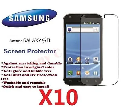 Samsung Galaxy S2 II I9200 LCD Screen Protector Crystal Ultra Clear Film X 10 • $8.05