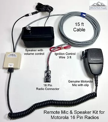 Remote Mic And Speaker Kit For Motorola 16 Pin Radios SM50 120 M1225 CM200 CM300 • $109.65