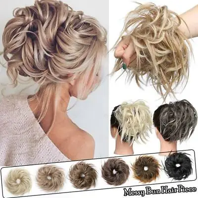 $9.60 • Buy THICK X-LARGE Messy Bun Hair Piece Scrunchie Updo Wrap Hair Extensions As Human