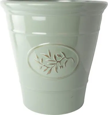 Gloss Ceramic  Plastic Planters Flower Plant Pots Barrel Tall Bowl Olive Cover • £14.95