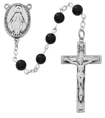 Black Onxy Bead Rosary Sterling Silver Christ Center And INRI Crucifix 6mm Beads • $199.99