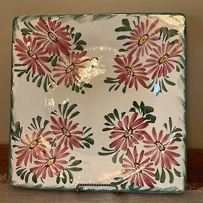 Vintage Italian Ceramic Large Platter Dish 12.75 Square  Handpainted Flowers • $19.85