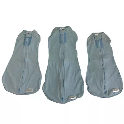 $31.50 • Buy Woombie Air Nursery Swaddling Blanket For Babies Blue Vented Lot Of 3
