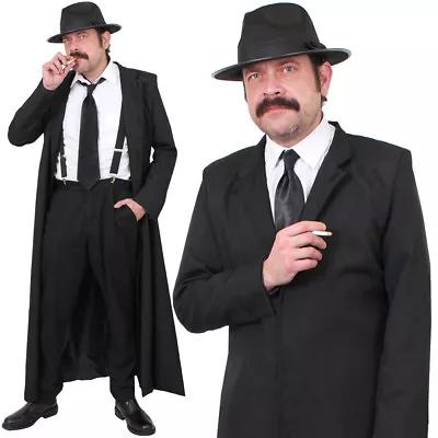 Mens Detective Costume Hardboiled Book Character Fancy Dress Outfit Film Noir • £23.99