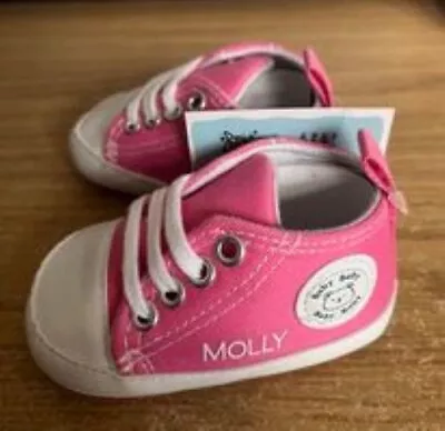 Personalised Baby Girl Pram Shoes Canvas Converse Style 0-6 6-12 12-18 Months • £9.99