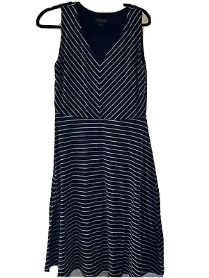 $17.99 • Buy Rachel Zoe Womans Midi Dress Size Large Nautical Blue White Flare