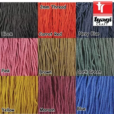 £2.99 • Buy 2mm Cotton Twisted Cord Rope Coloured Craft Macrame Artisan String