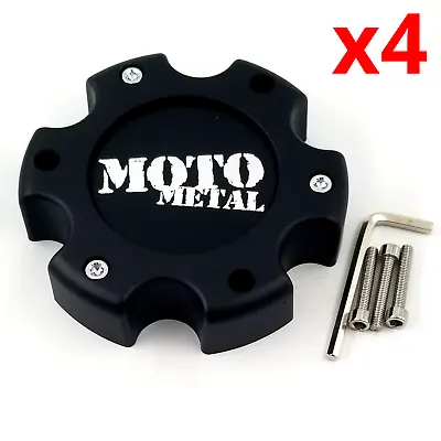Set Of 4 Moto Metal Matte Black 6 Lug Bolt On MO955 MO956 Center Cap 845L145S2 • $100