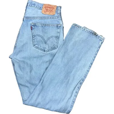 Vtg Levis 505 Regular Straight Destroyed Western Jeans Mens Tag 34x34 (33x33) • $17.97