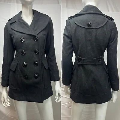 Miss Sixty Charcoal Gray Double Breasted Pea Coat Womens XS Jacket Anthropologie • $75