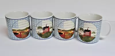 Warren Kimble  America The Beautiful  Patriotic Coffee Mugs Set Of 4 Pre-owned • $28.99